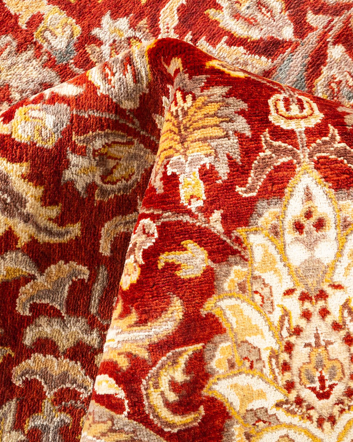 Handgeknüpfter orientalischer Mogul-Roter Teppich, Unikat im Angebot 1
