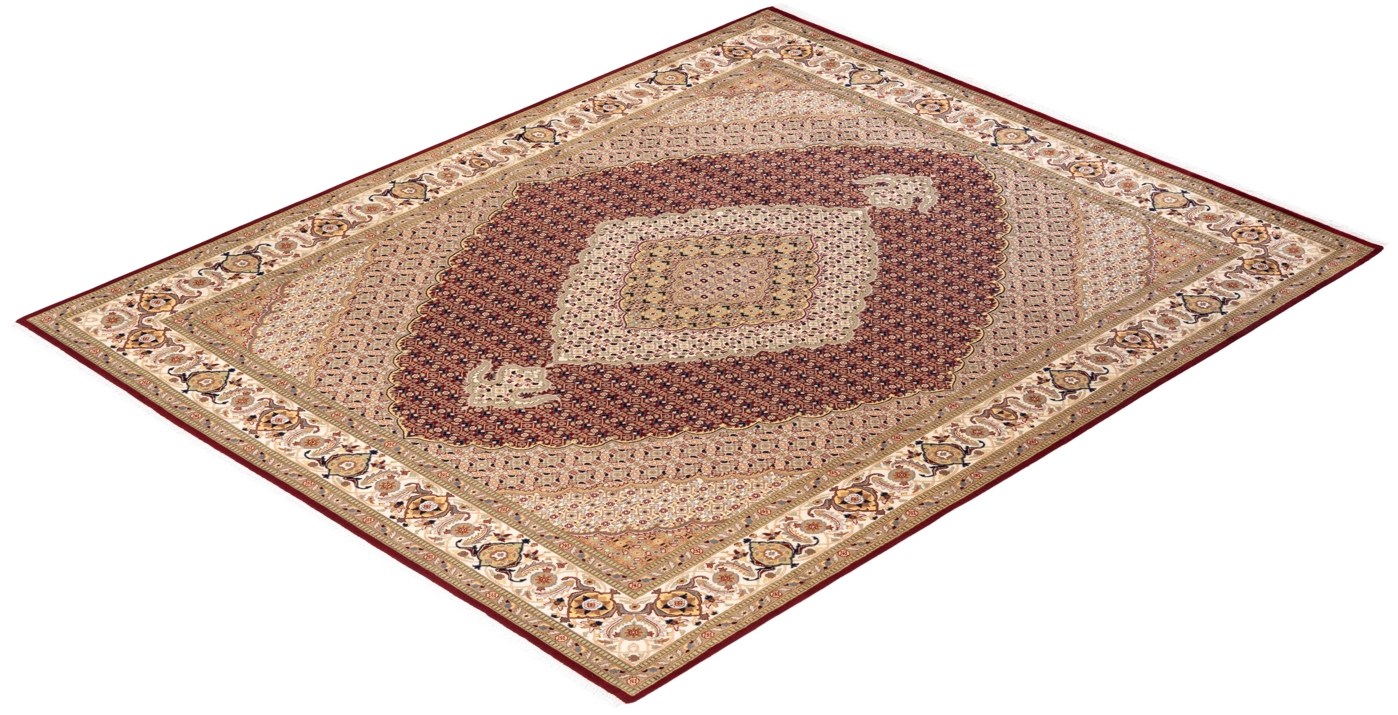 Tappeto Oriental Mogul Red, unico nel suo genere, annodato a mano, 8' 1