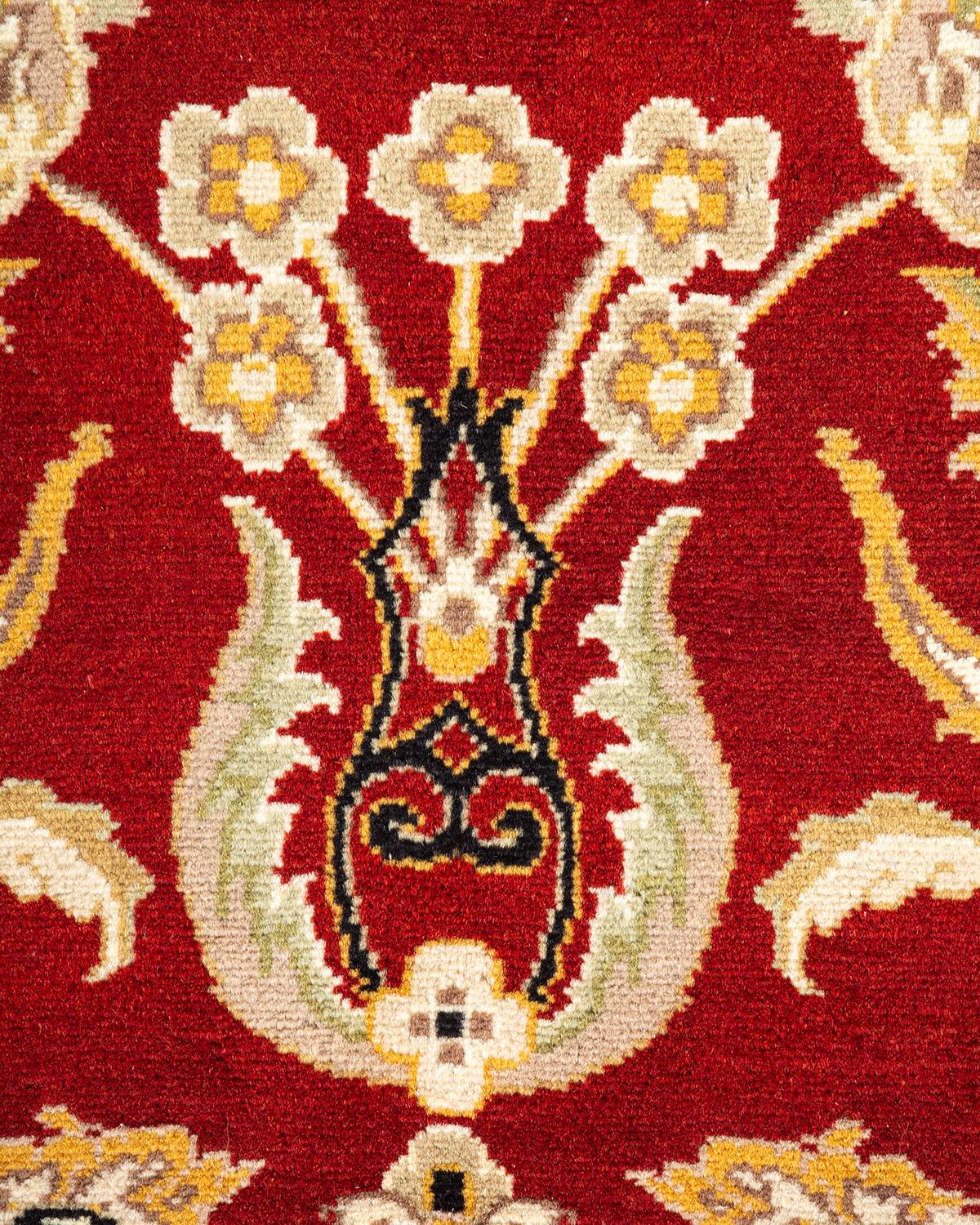 Pakistani One-of-a-kind Hand Knotted Oriental Mogul Red Area Rug For Sale