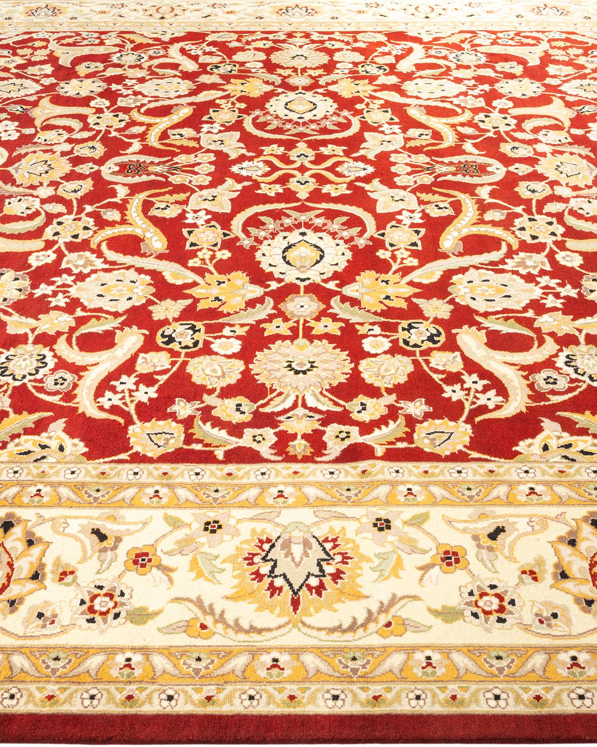 One-of-a-kind Hand Knotted Oriental Mogul Red Area Rug In New Condition For Sale In Norwalk, CT