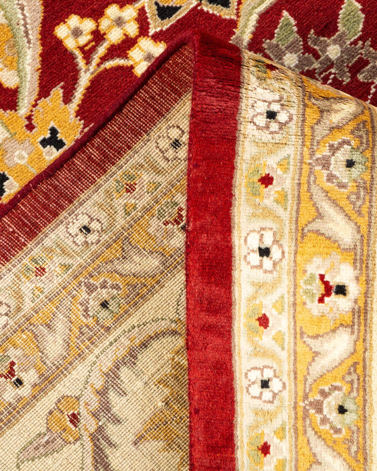 Wool One-of-a-kind Hand Knotted Oriental Mogul Red Area Rug For Sale