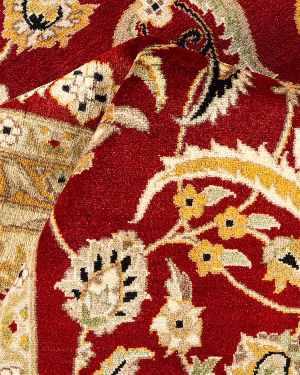 One-of-a-kind Hand Knotted Oriental Mogul Red Area Rug For Sale 1