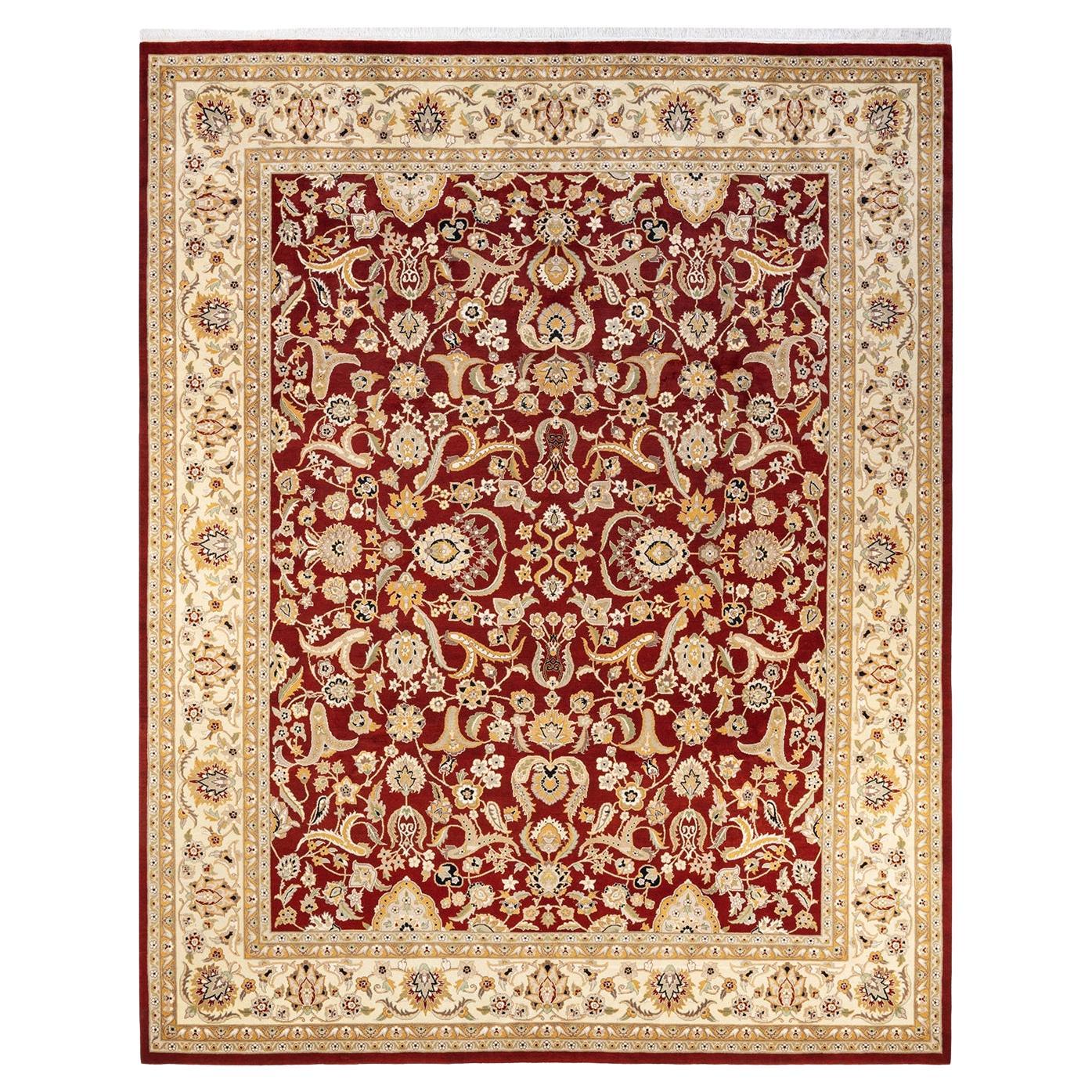 One-of-a-kind Hand Knotted Oriental Mogul Red Area Rug For Sale