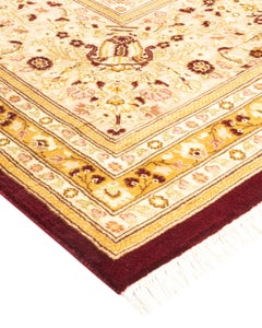 Handgeknüpfter orientalischer Mogul-Roter Teppich, Unikat