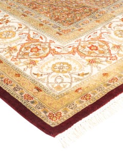 Handgeknüpfter orientalischer Mogul-Roter Teppich, Unikat