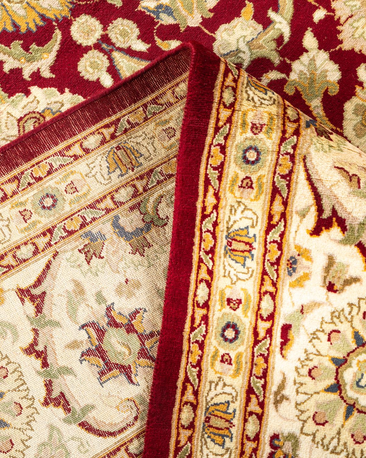 Laine Tapis rouge moghol oriental noué à la main, unique en son genre en vente