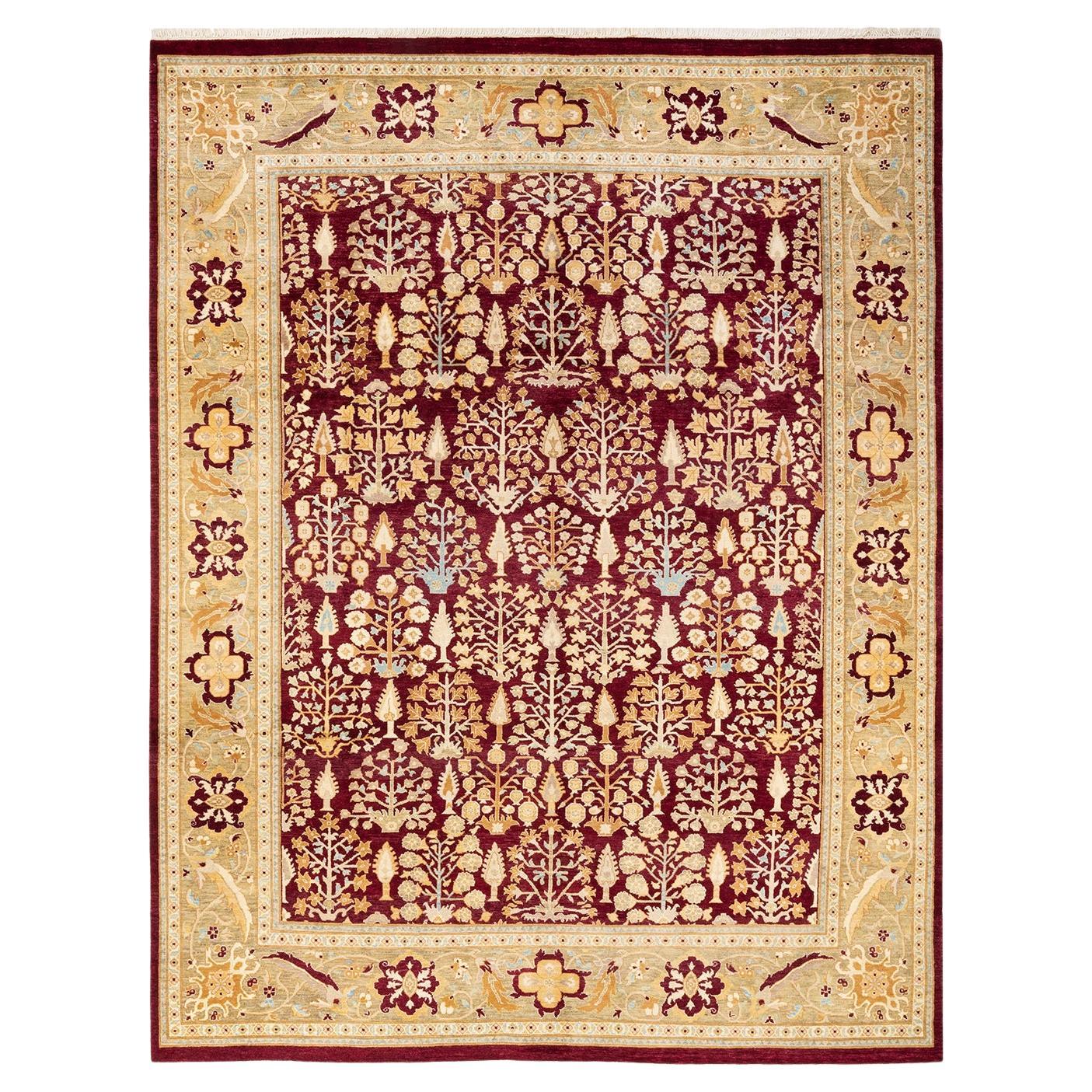 One-of-a-Kind Hand Knotted Oriental Mogul Red Area Rug For Sale