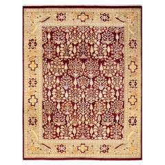 One-of-a-Kind Hand Knotted Oriental Mogul Red Area Rug
