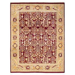 One-of-a-Kind Hand Knotted Oriental Mogul Red Area Rug