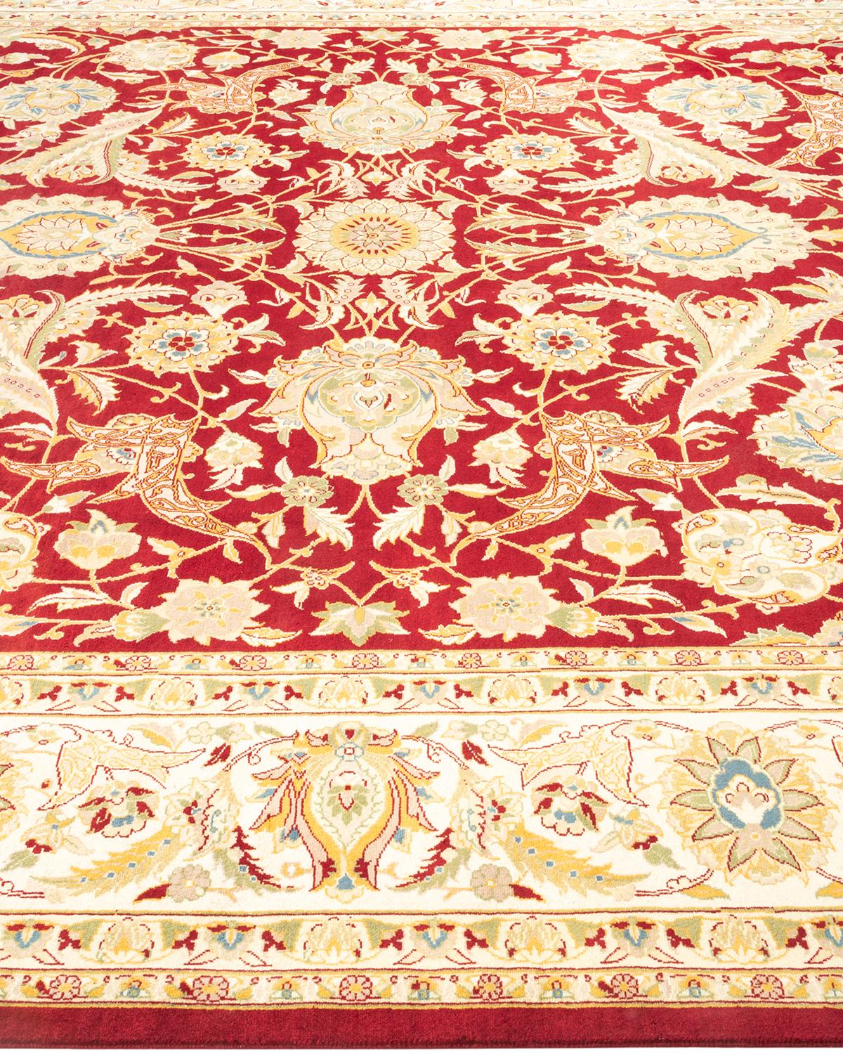 One-of-a-kind Hand Knotted Oriental Mogul Red Area Rug In New Condition For Sale In Norwalk, CT