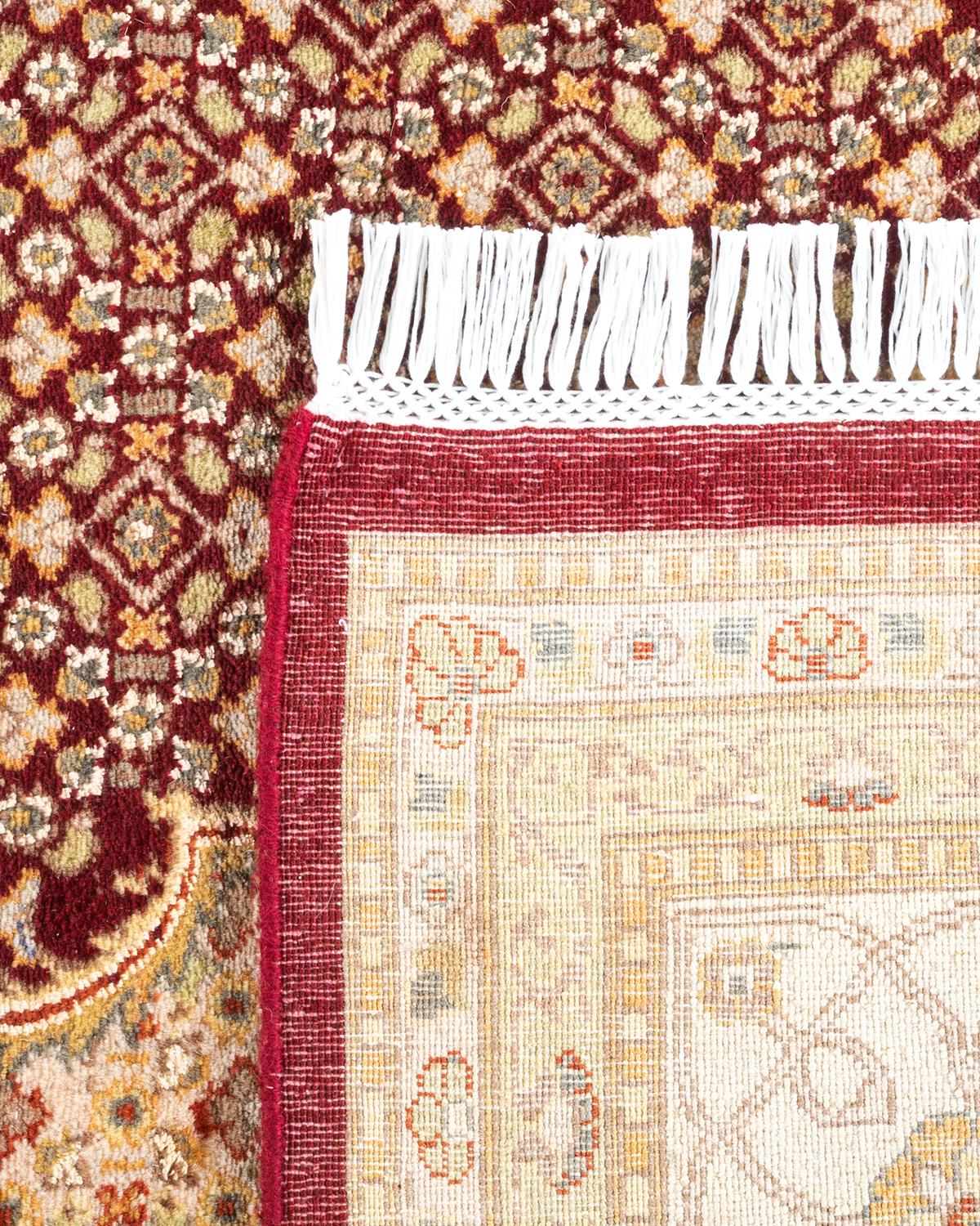 Handgeknüpfter orientalischer Mogul-Roter Teppich, Unikat (21. Jahrhundert und zeitgenössisch) im Angebot