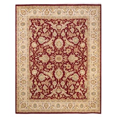 Handgeknüpfter orientalischer Mogul-Roter Teppich, Unikat