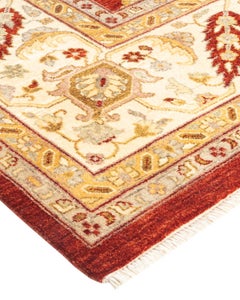 Handgeknüpfter orientalischer Mogul-Roter Teppich, Unikat