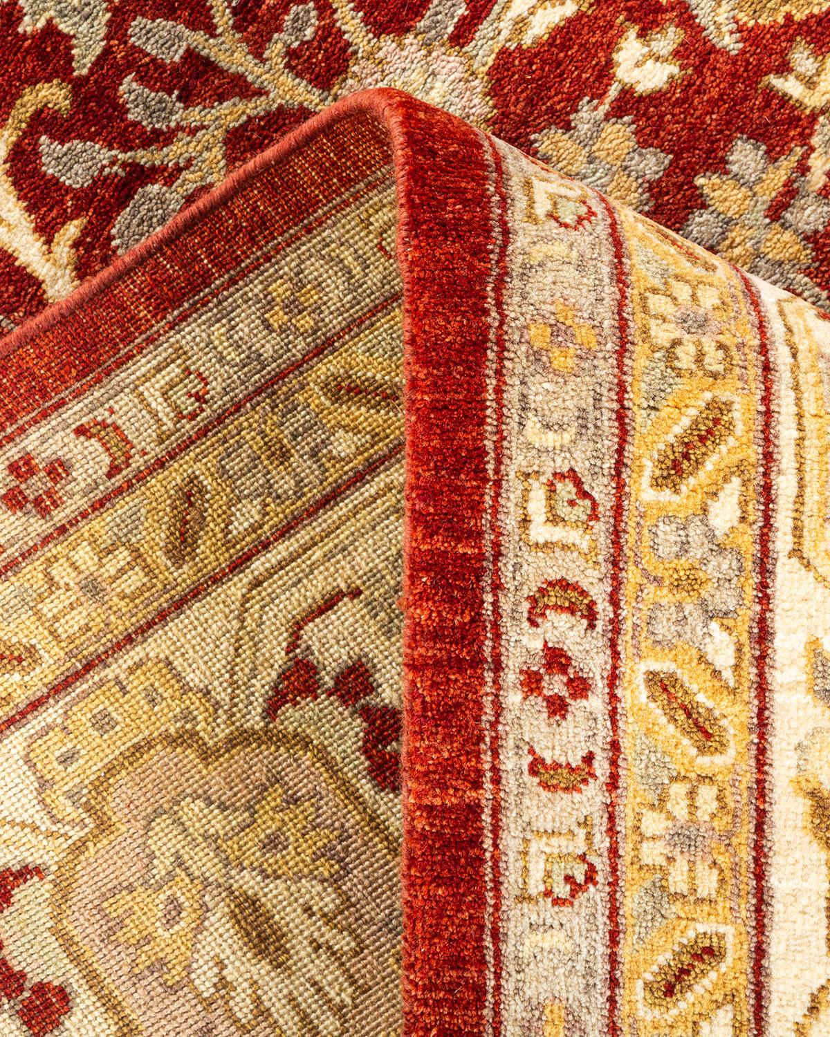 Handgeknüpfter orientalischer Mogul-Roter Teppich, Unikat (Wolle) im Angebot