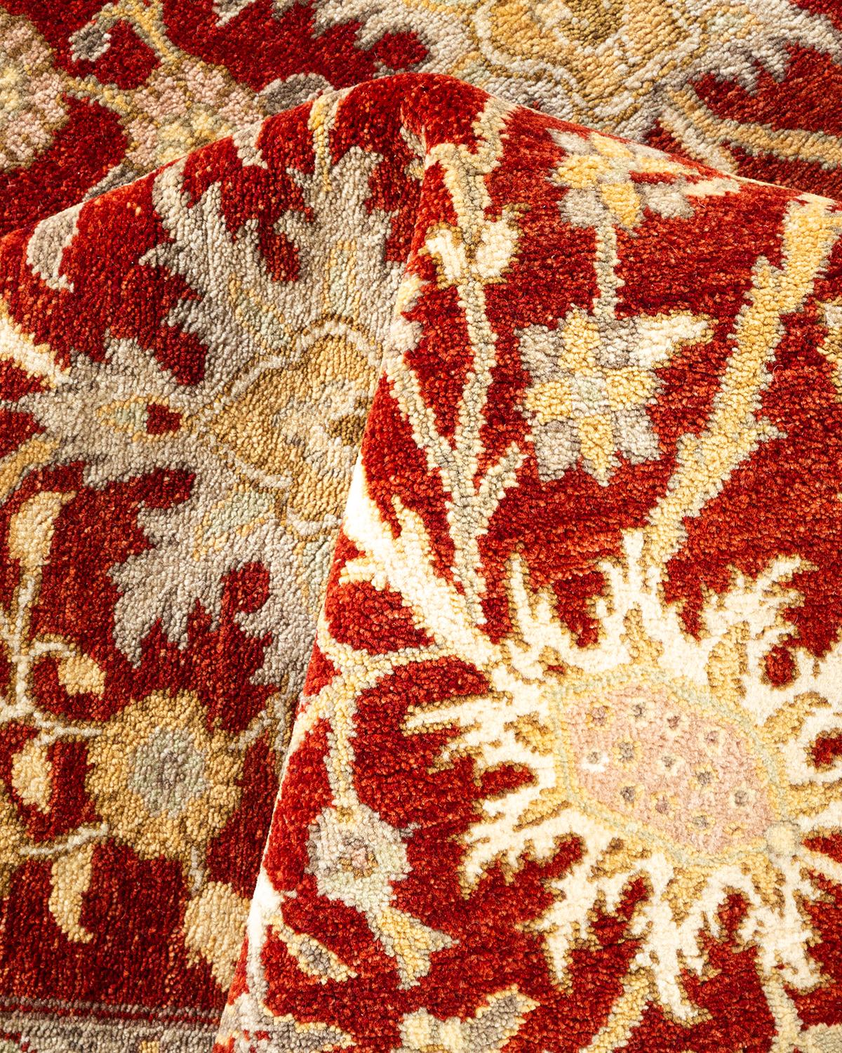 Handgeknüpfter orientalischer Mogul-Roter Teppich, Unikat im Angebot 1