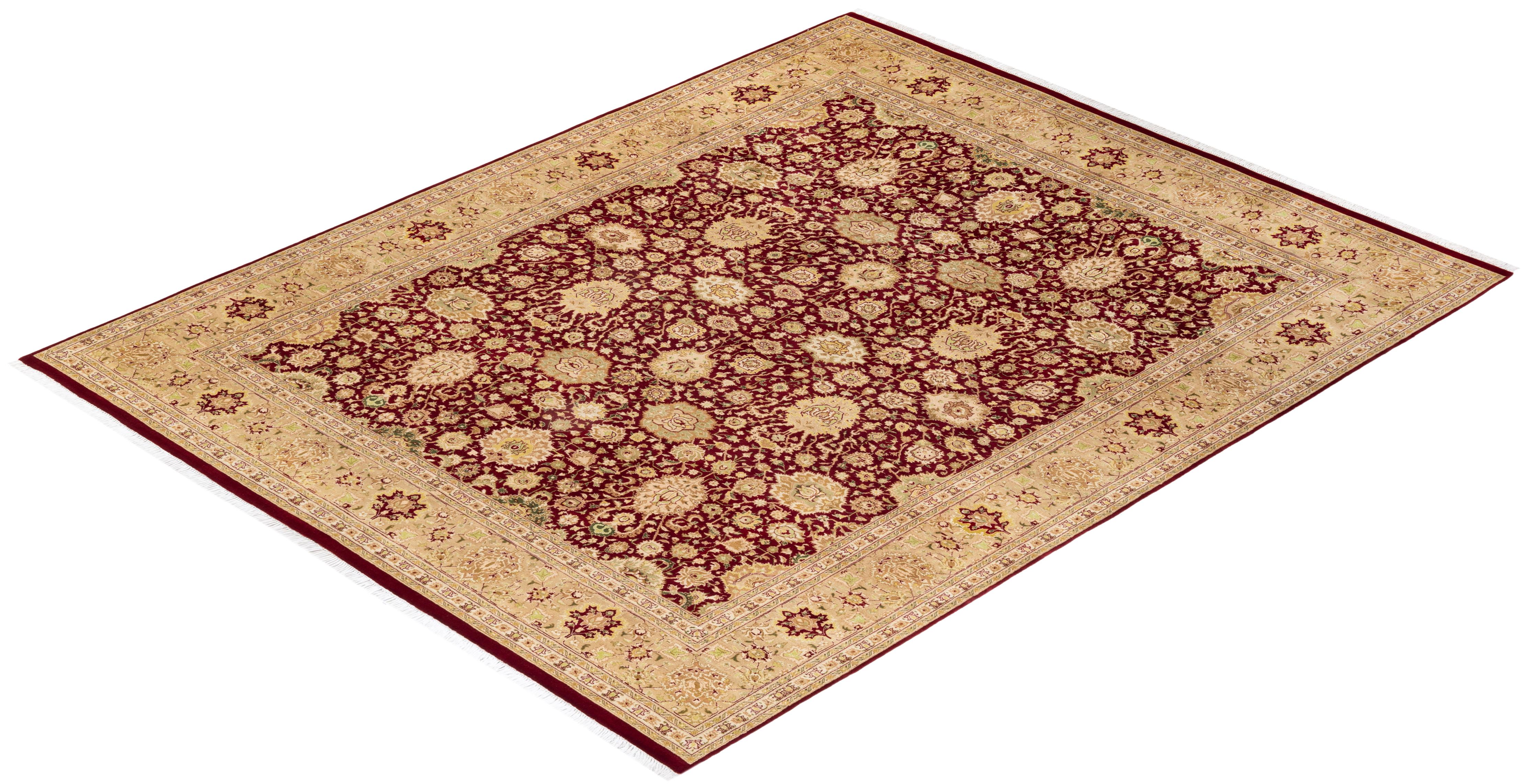 Handgeknüpfter orientalischer Mogul-Roter Teppich, Unikat im Angebot 2