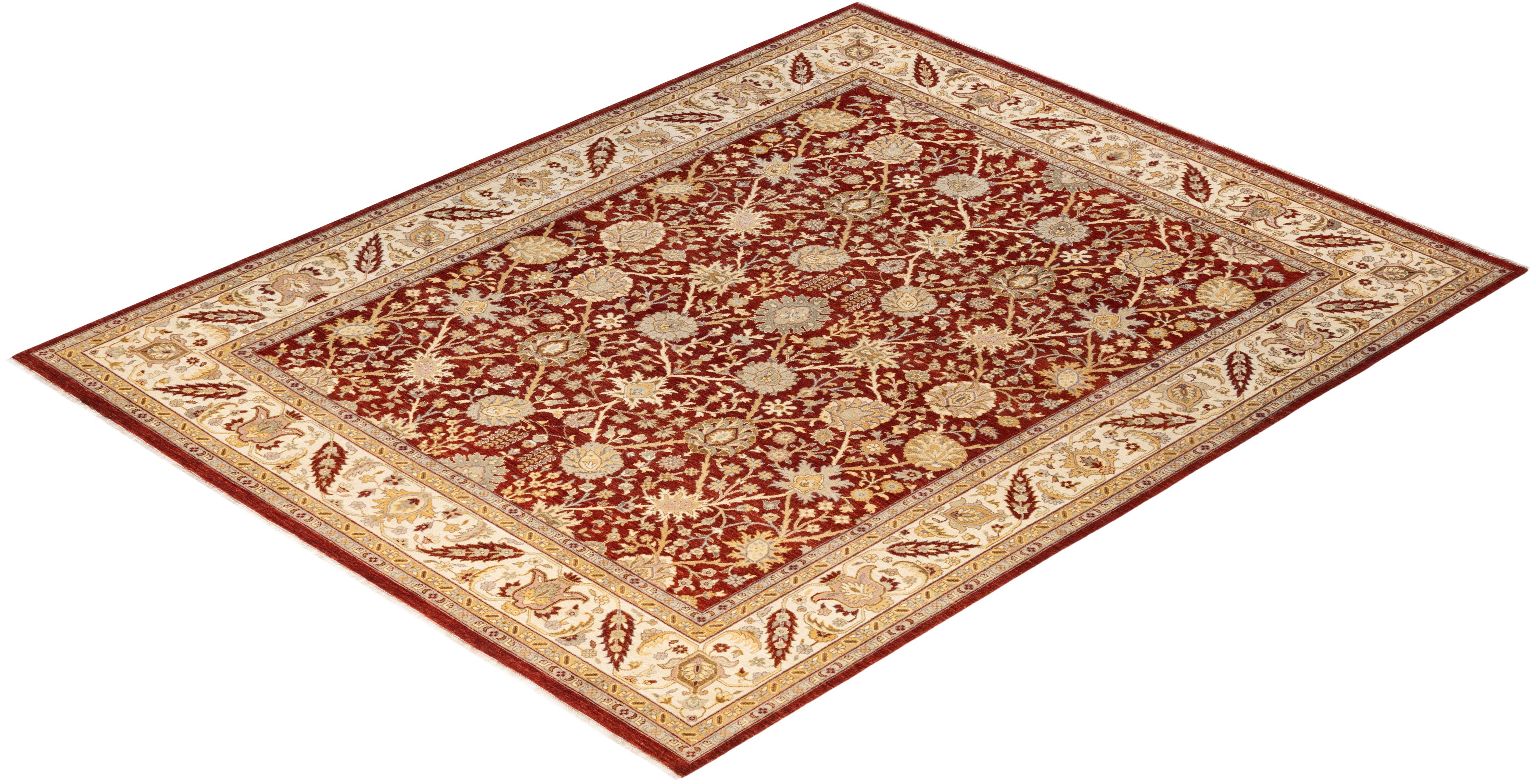 Handgeknüpfter orientalischer Mogul-Roter Teppich, Unikat im Angebot 2