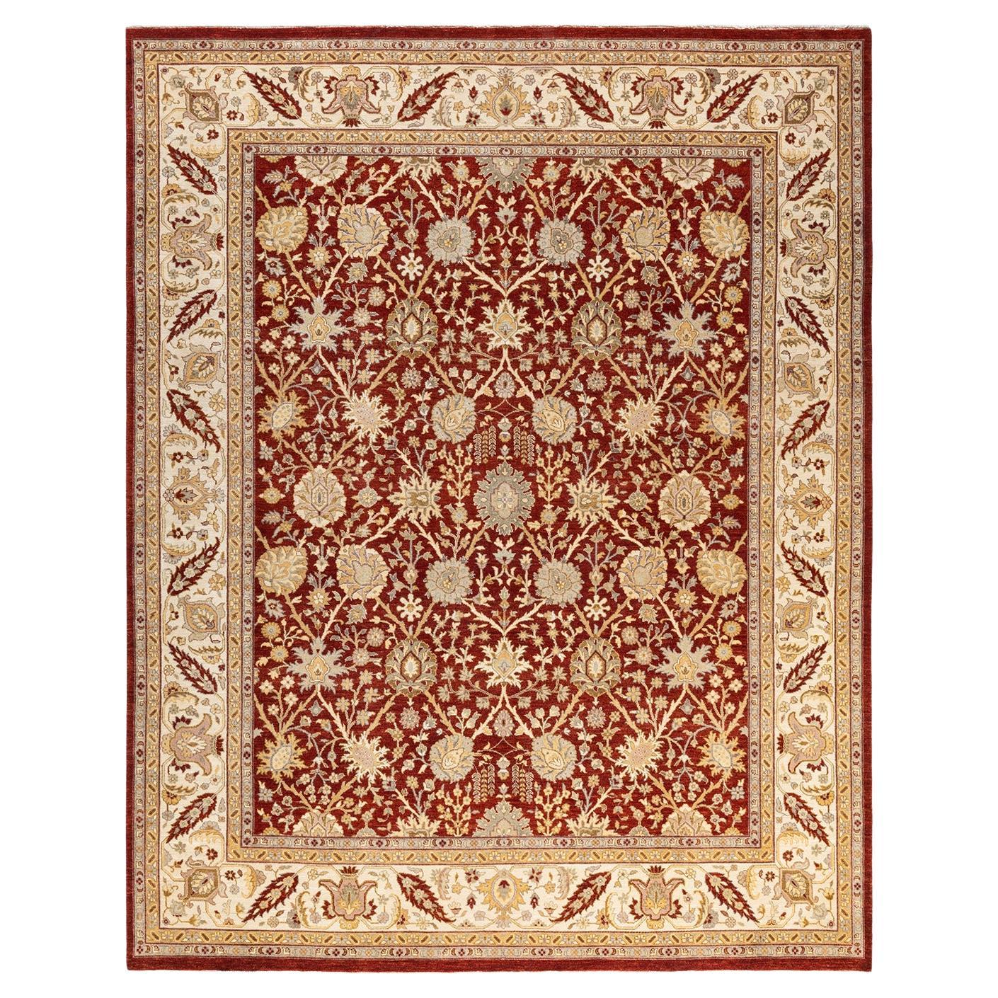 Handgeknüpfter orientalischer Mogul-Roter Teppich, Unikat