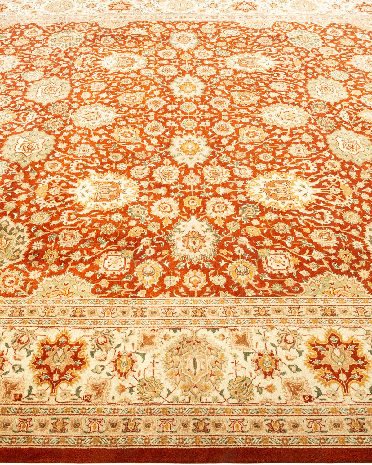 One-of-a-Kind Hand Knotted Oriental Mogul Red Area Rug In New Condition For Sale In Norwalk, CT