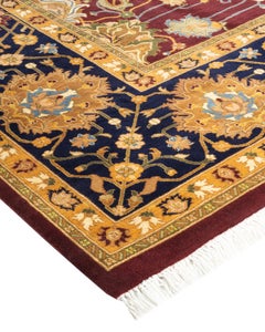 Handgeknüpfter orientalischer Mogul-Roter Teppich, Unikat, Unikat