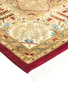 Handgeknüpfter orientalischer Mogul-Roter Teppich, Unikat