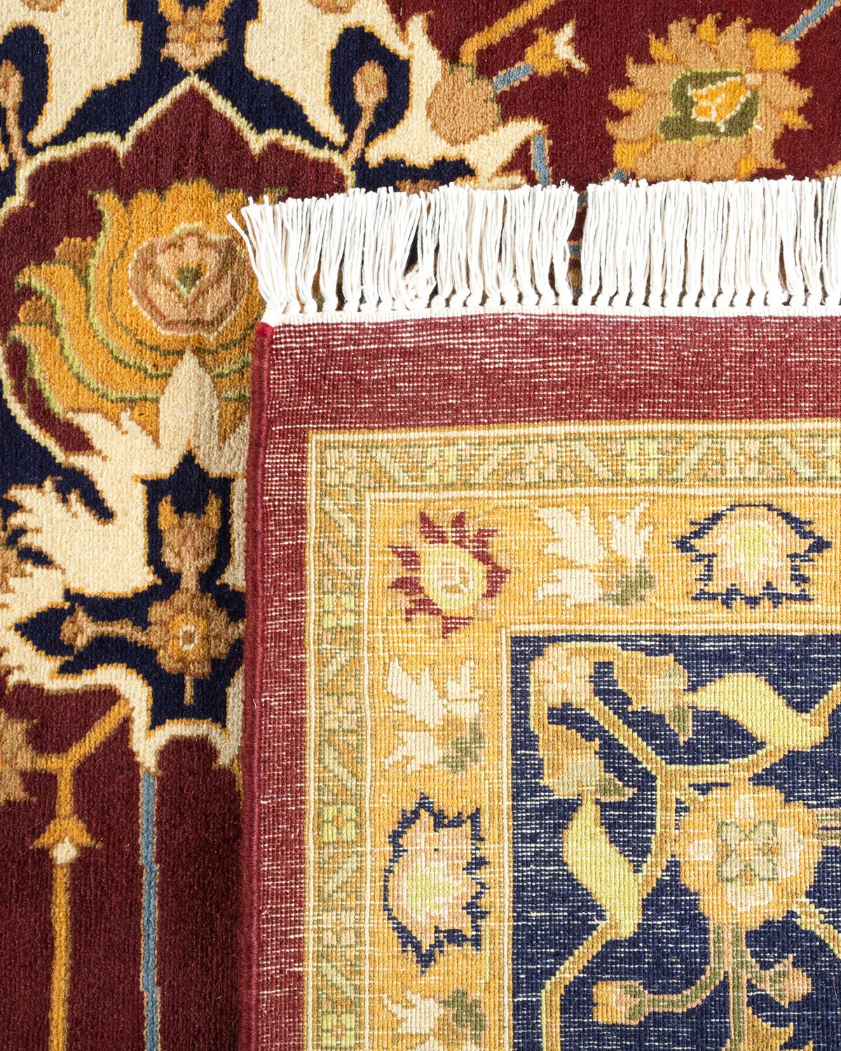 XXIe siècle et contemporain Tapis Oriental Mogul rouge noué à la main - Exemplaire unique en vente