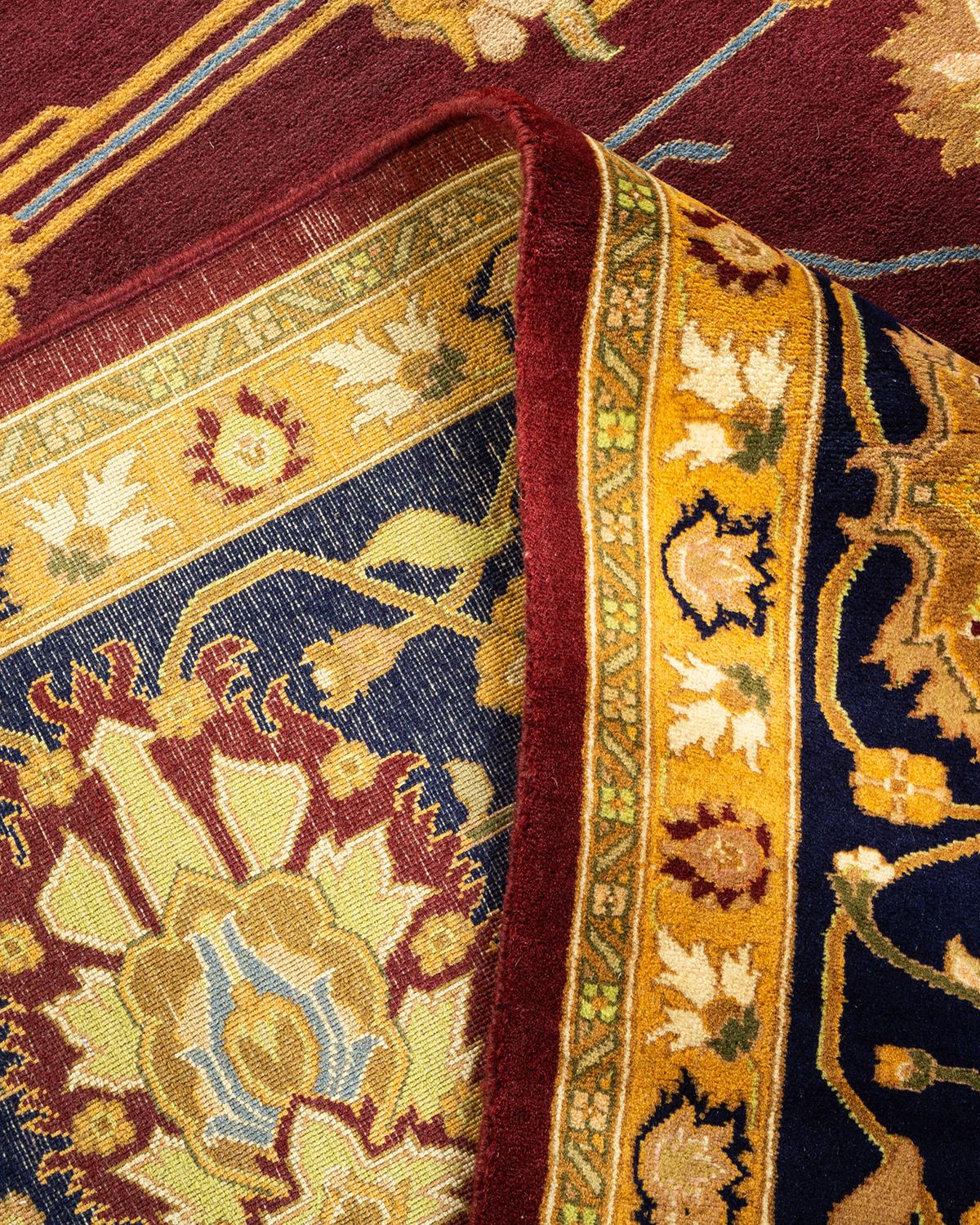 Laine Tapis Oriental Mogul rouge noué à la main - Exemplaire unique en vente