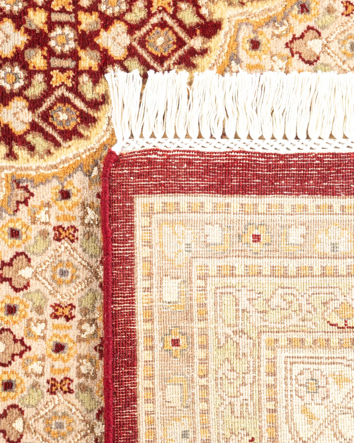 Handgeknüpfter orientalischer Mogul-Roter Teppich, Unikat (21. Jahrhundert und zeitgenössisch) im Angebot