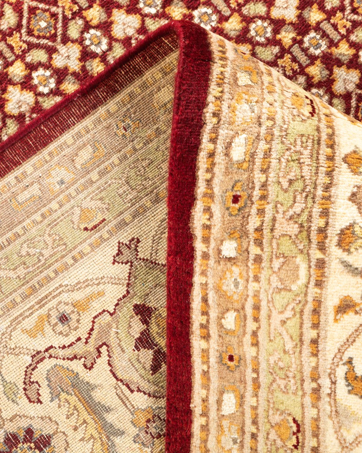 Handgeknüpfter orientalischer Mogul-Roter Teppich, Unikat (Wolle) im Angebot