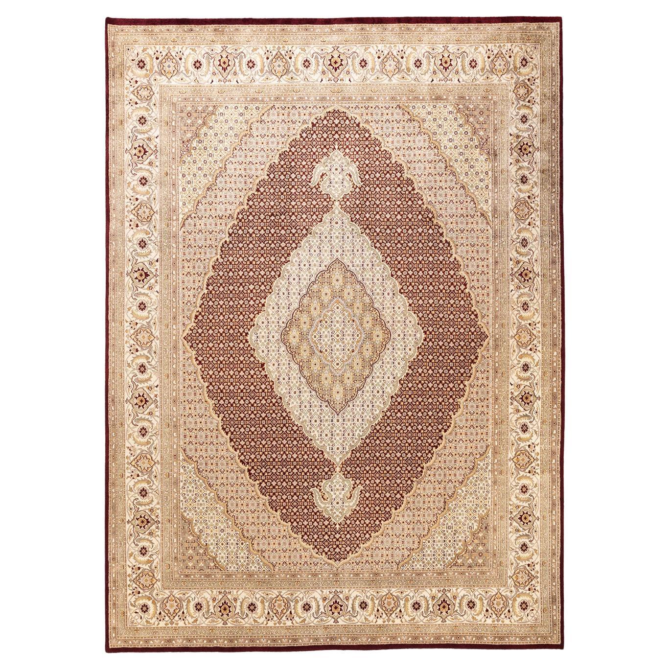 Handgeknüpfter orientalischer Mogul-Roter Teppich, Unikat