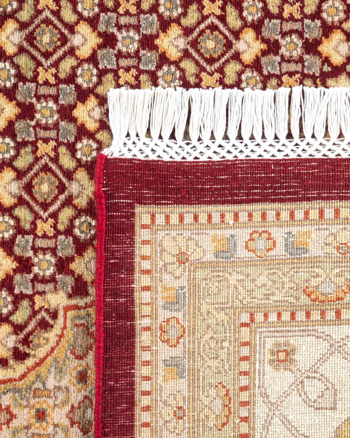 Handgeknüpfter orientalischer Mogul-Roter Teppich, Unikat (21. Jahrhundert und zeitgenössisch) im Angebot