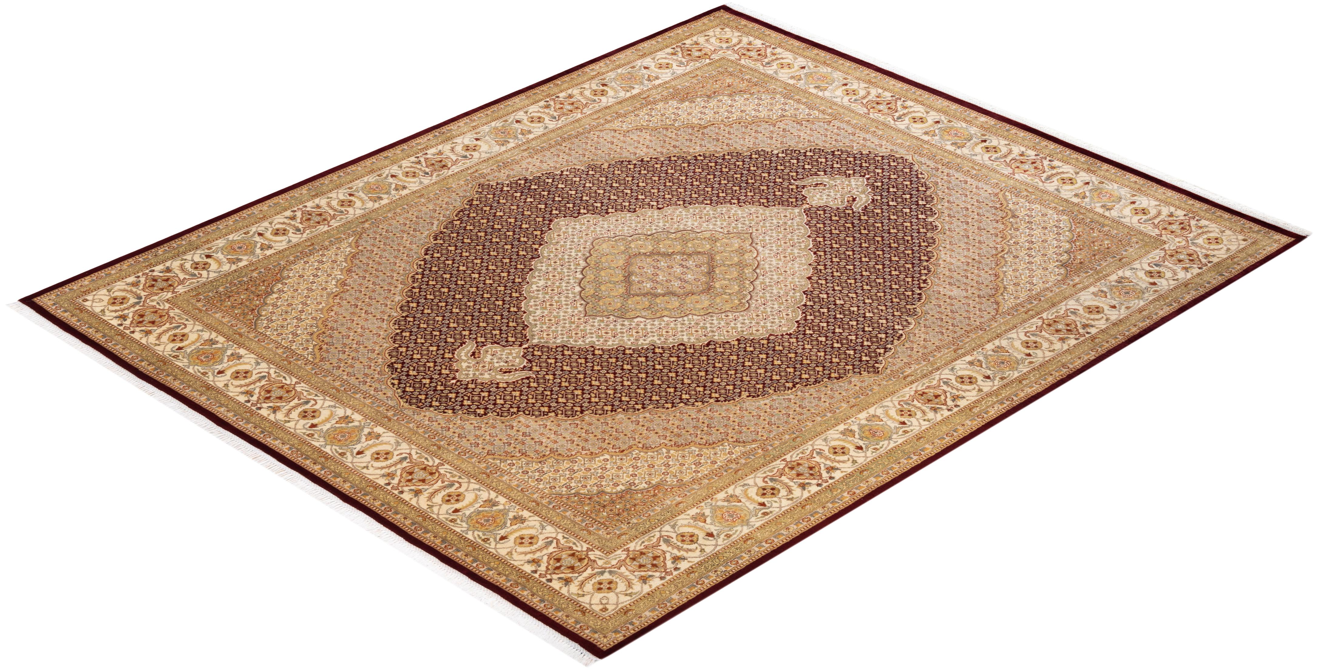 Handgeknüpfter orientalischer Mogul-Roter Teppich, Unikat im Angebot 2