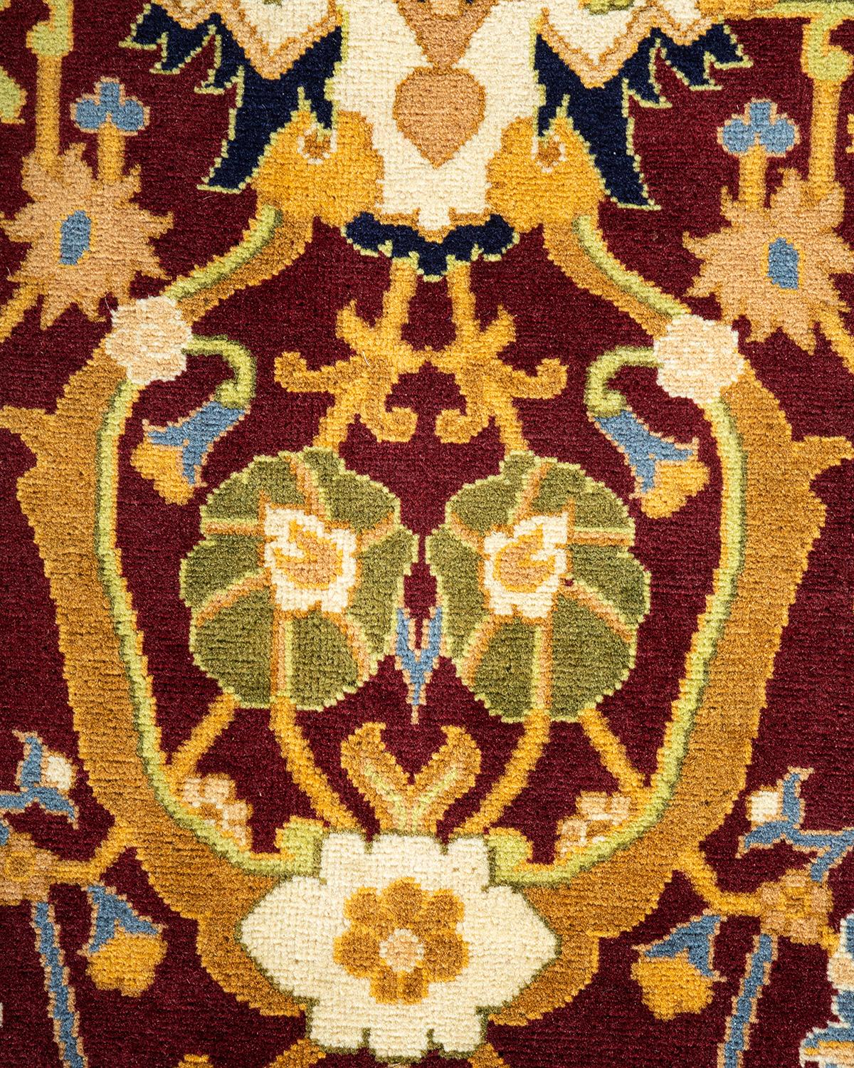 Pakistanais Tapis Oriental Mogul rouge noué à la main - Exemplaire unique en vente