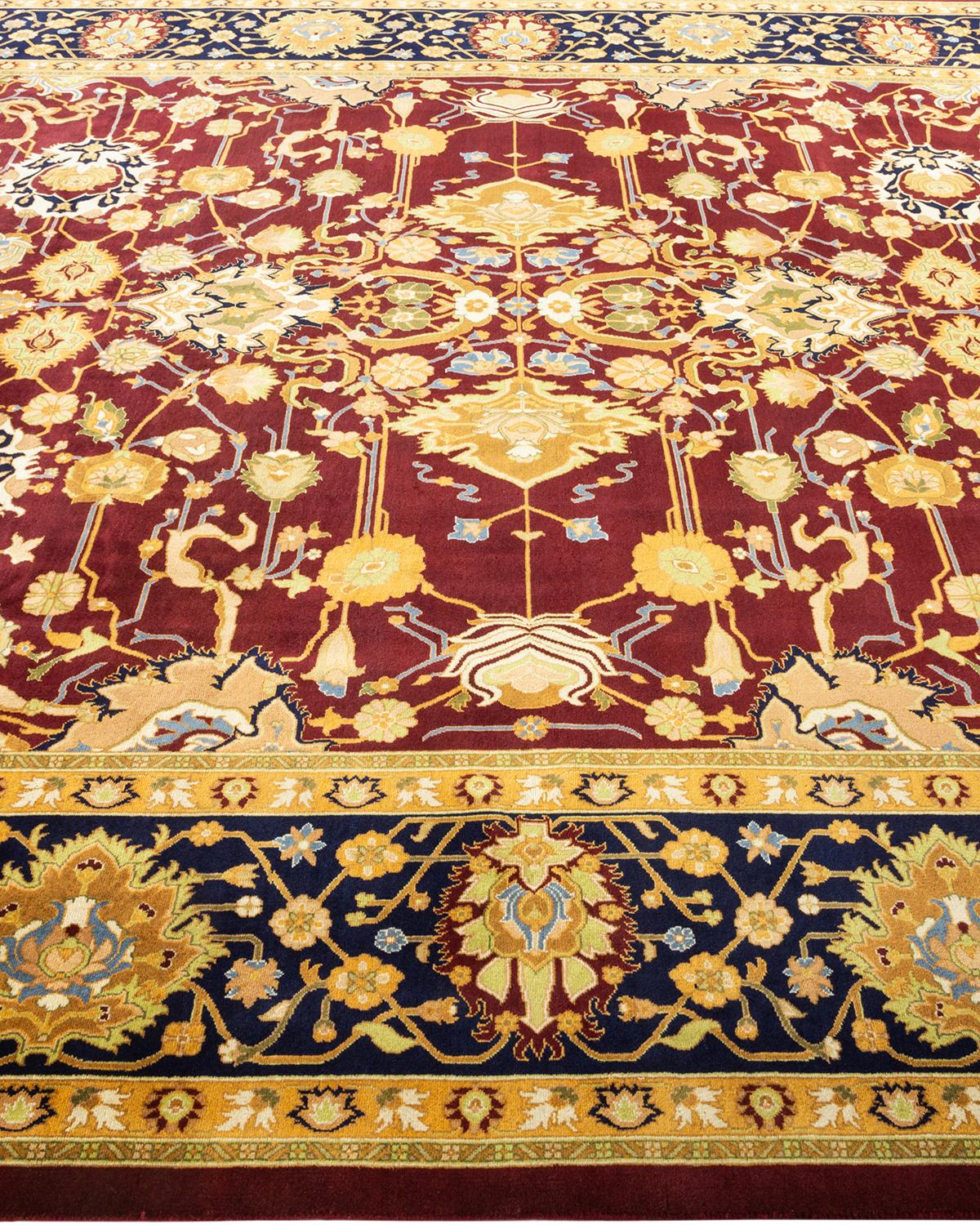 Tapis Oriental Mogul rouge noué à la main - Exemplaire unique Neuf - En vente à Norwalk, CT