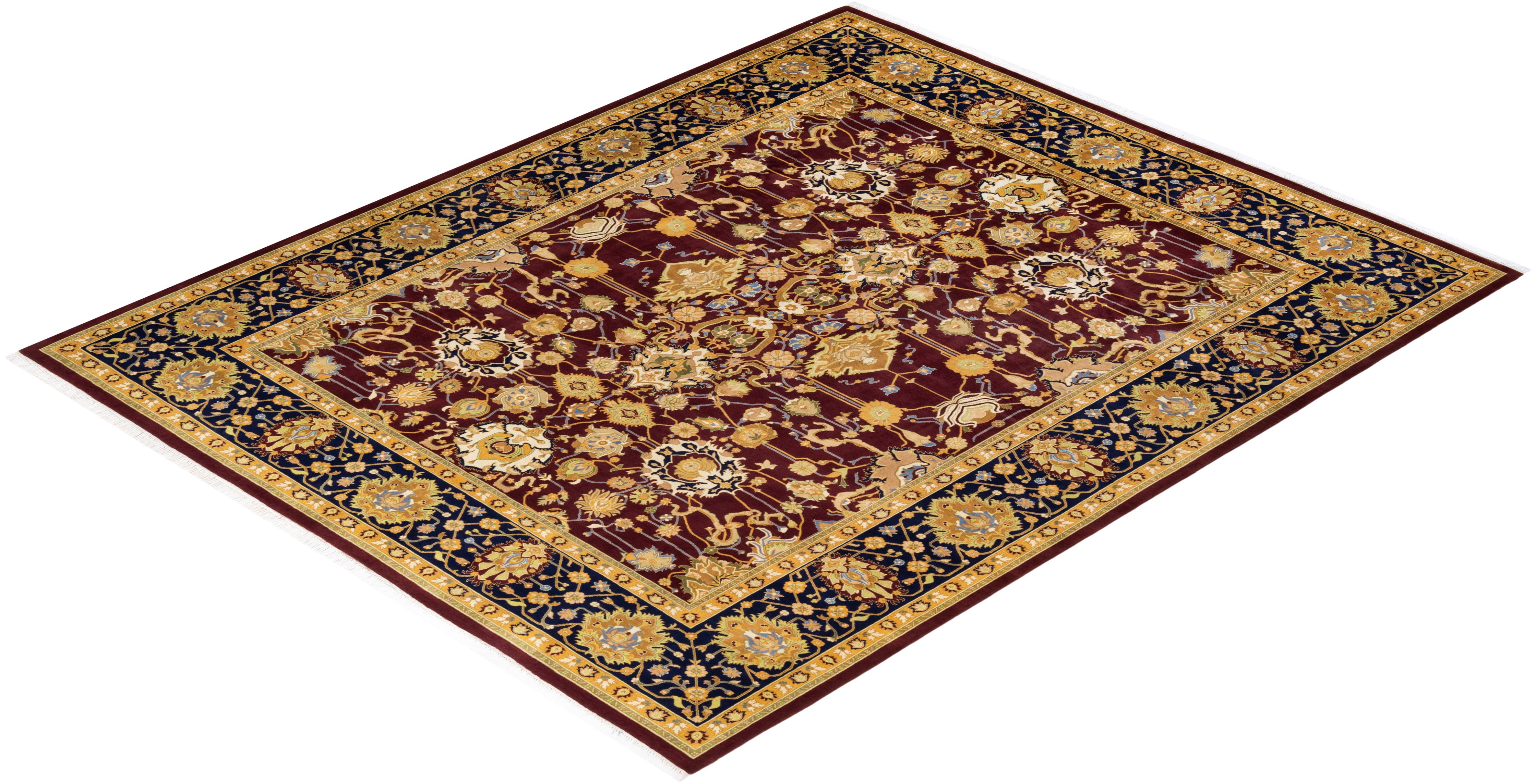 Tapis Oriental Mogul rouge noué à la main - Exemplaire unique en vente 2