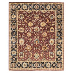 One-of-a-Kind Hand Knotted Oriental Mogul Red Area Rug