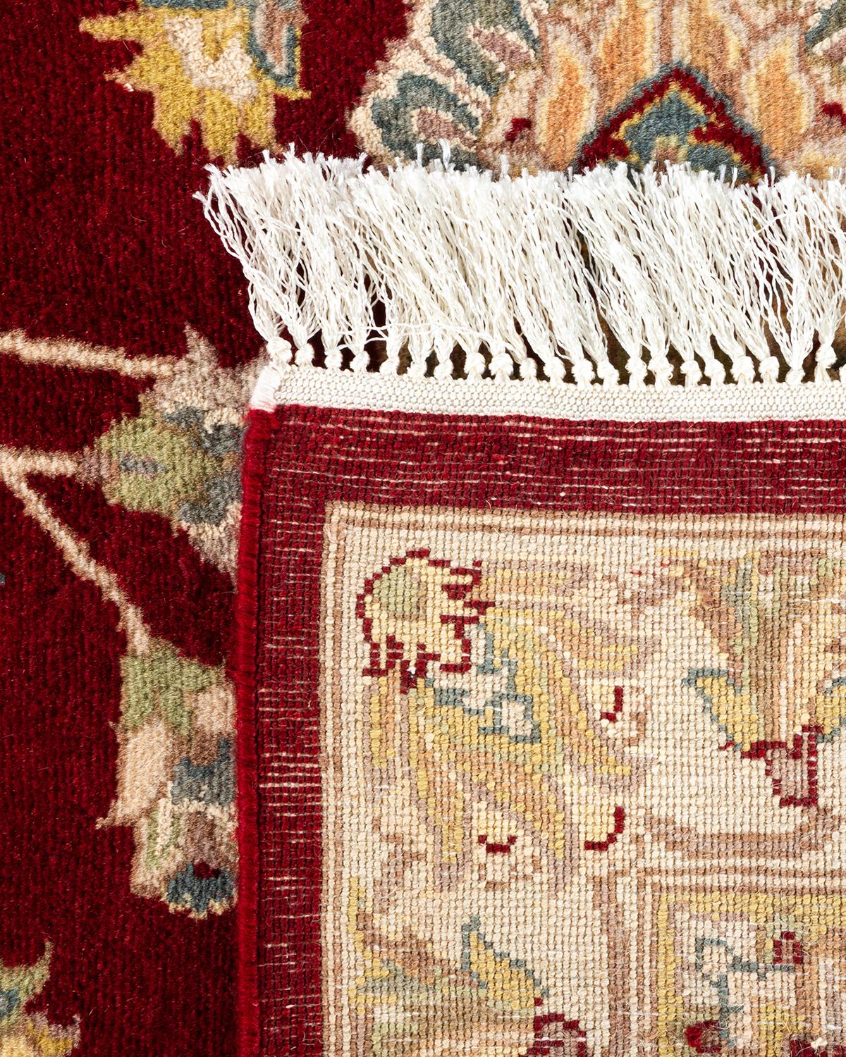 Handgeknüpfter orientalischer Mogul-Roter Teppich, Unikat (21. Jahrhundert und zeitgenössisch) im Angebot