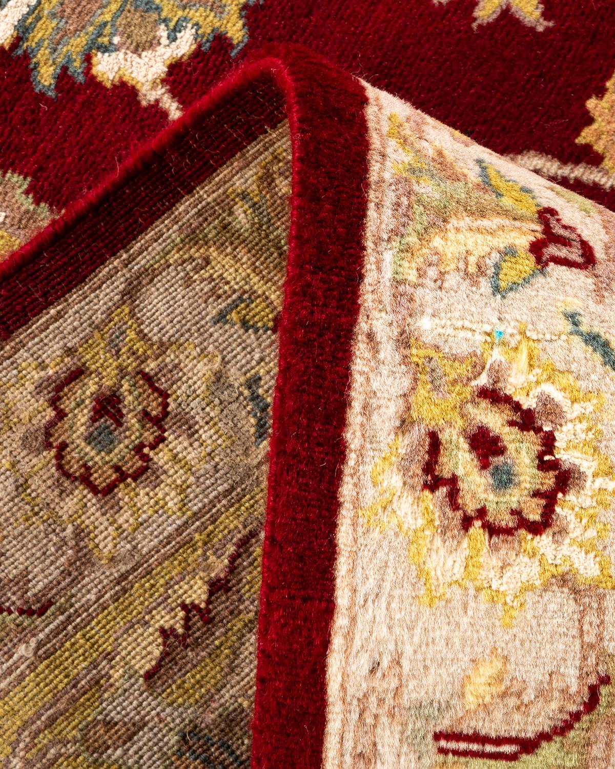 Handgeknüpfter orientalischer Mogul-Roter Teppich, Unikat (Wolle) im Angebot