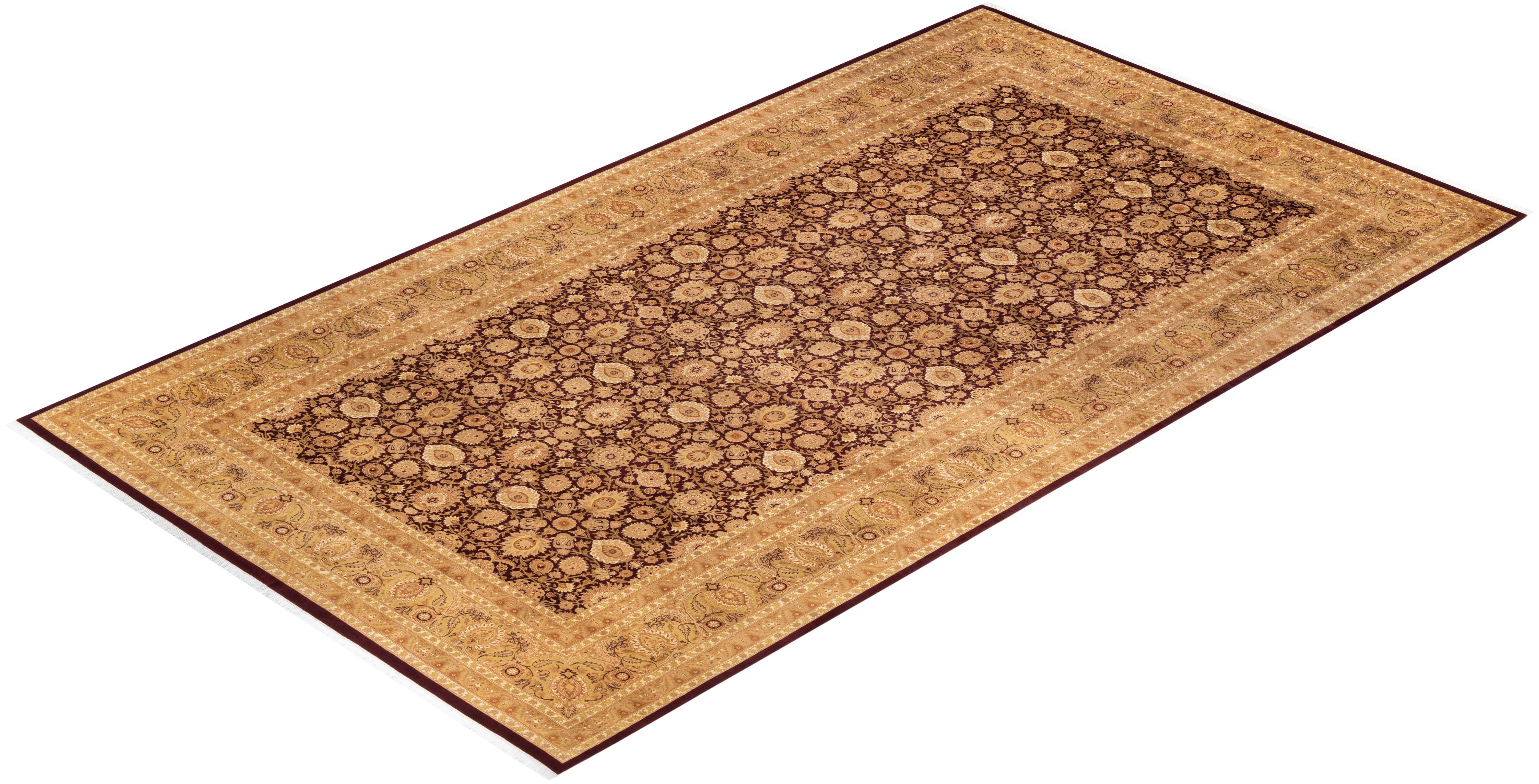 Alfombra oriental única Mogul roja anudada a mano en venta 2