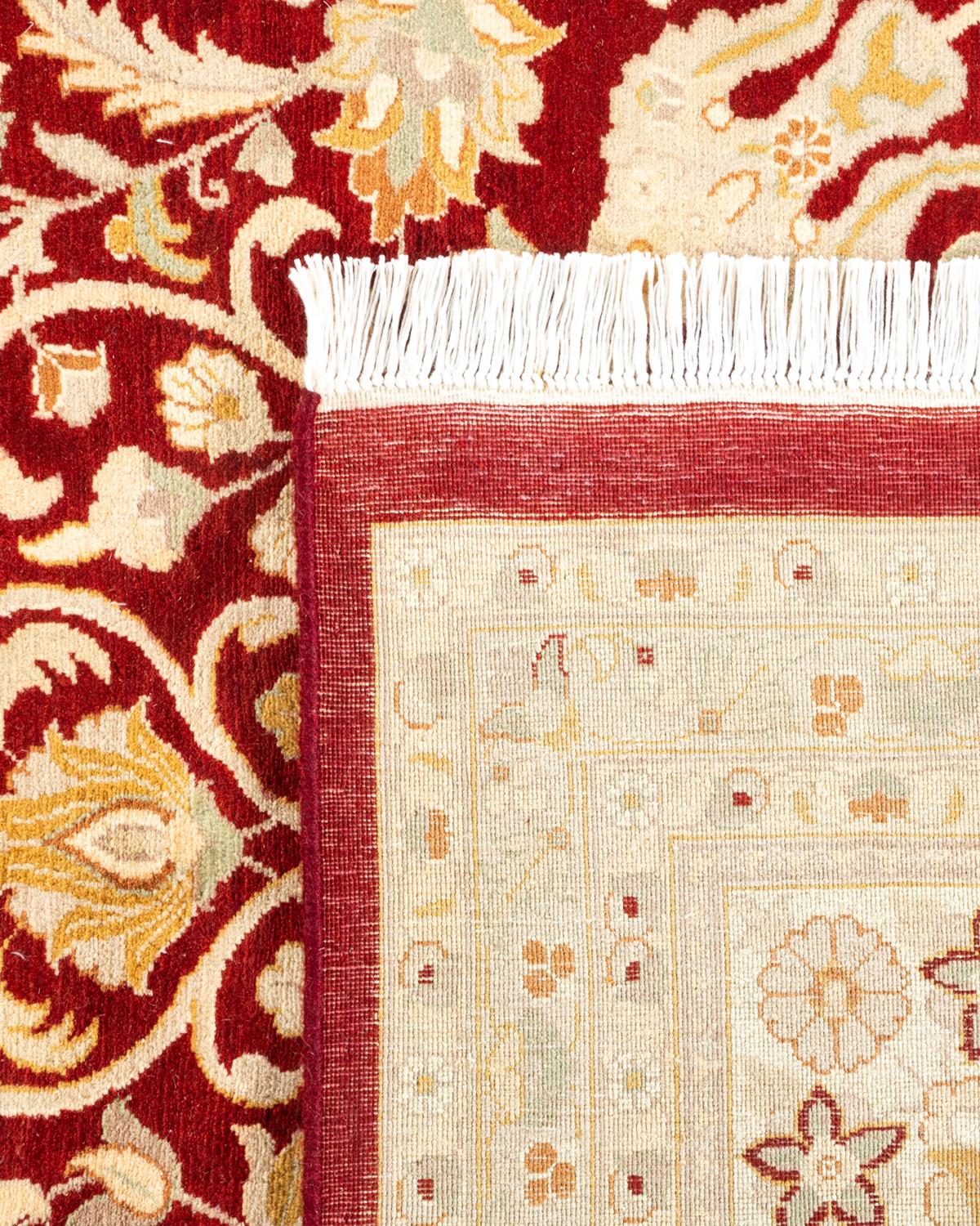 XXIe siècle et contemporain Tapis Oriental Mogul rouge noué à la main - Exemplaire unique en vente