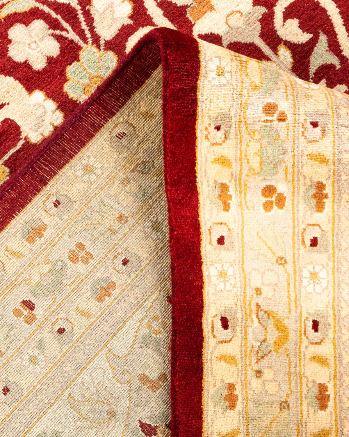 Laine Tapis Oriental Mogul rouge noué à la main - Exemplaire unique en vente