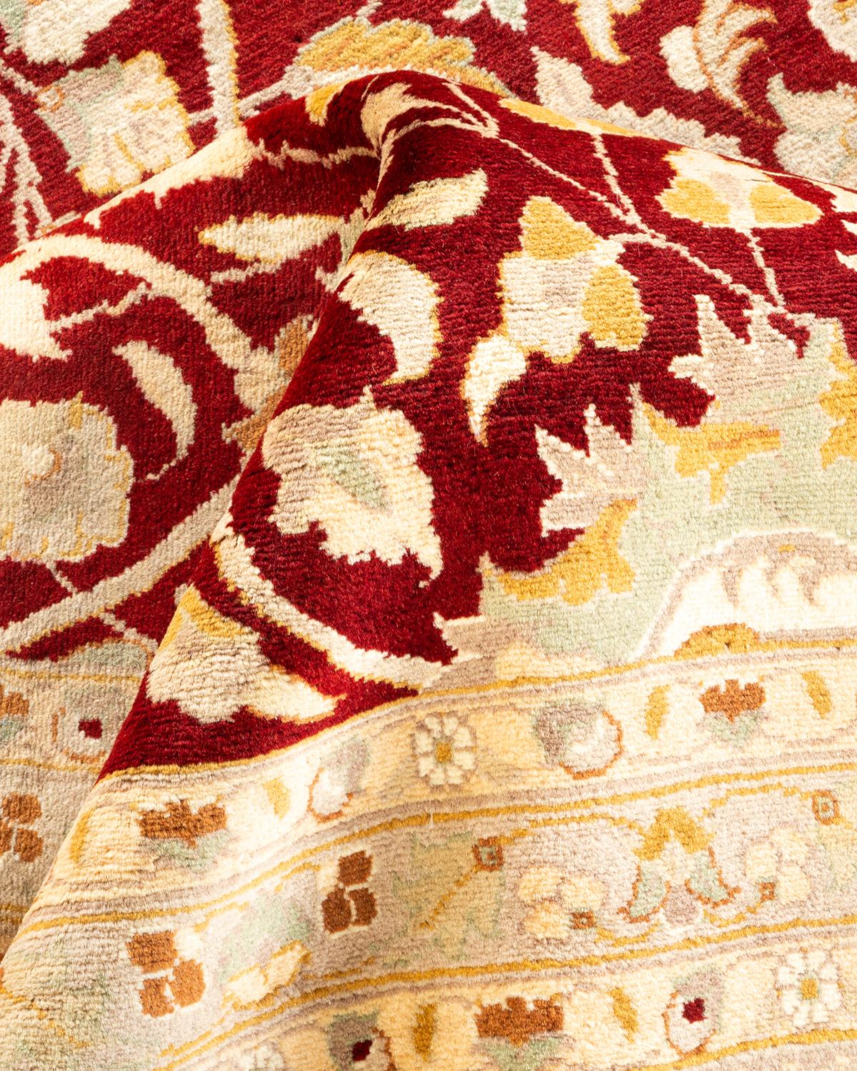 Tapis Oriental Mogul rouge noué à la main - Exemplaire unique en vente 1