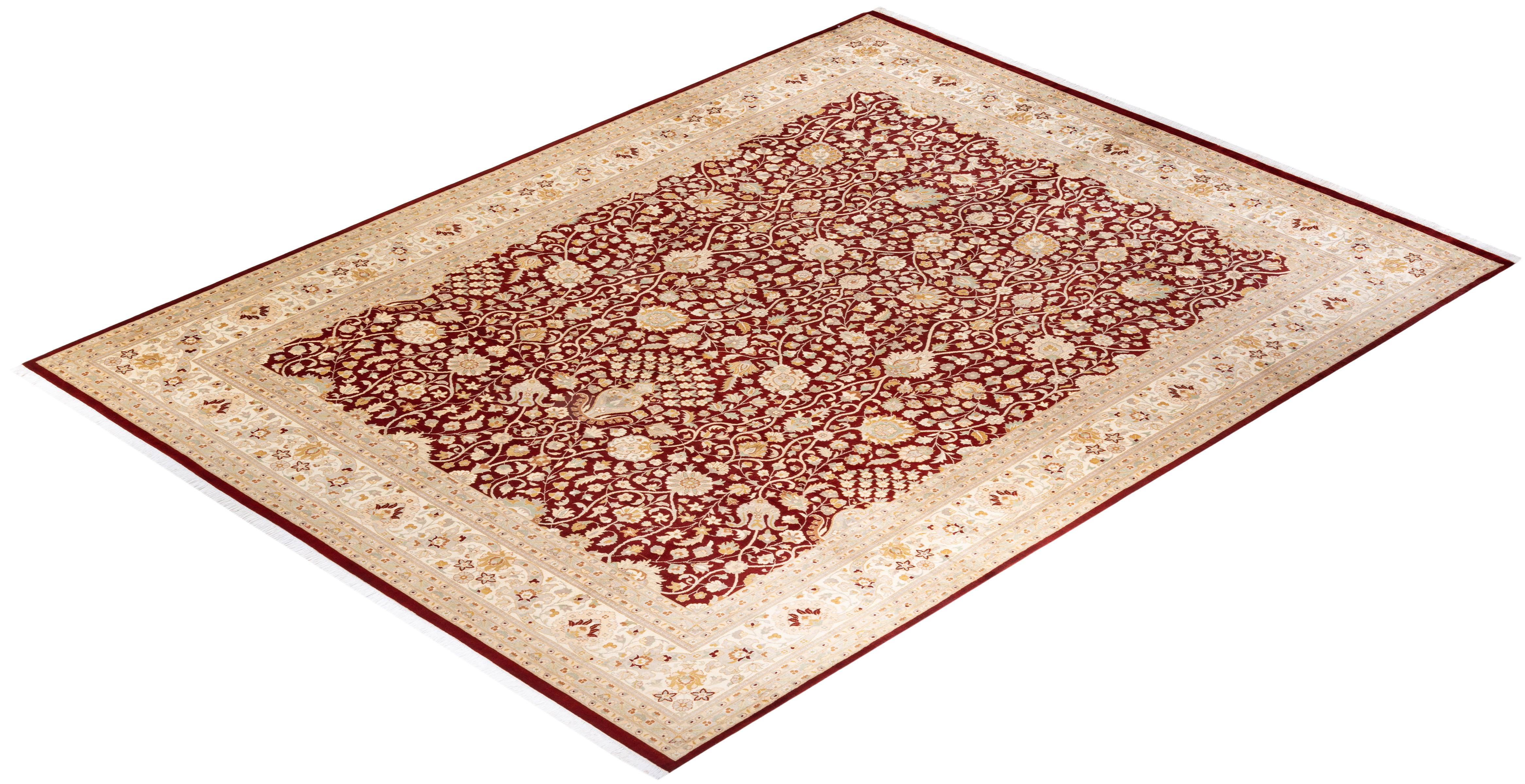 Tapis Oriental Mogul rouge noué à la main - Exemplaire unique en vente 2
