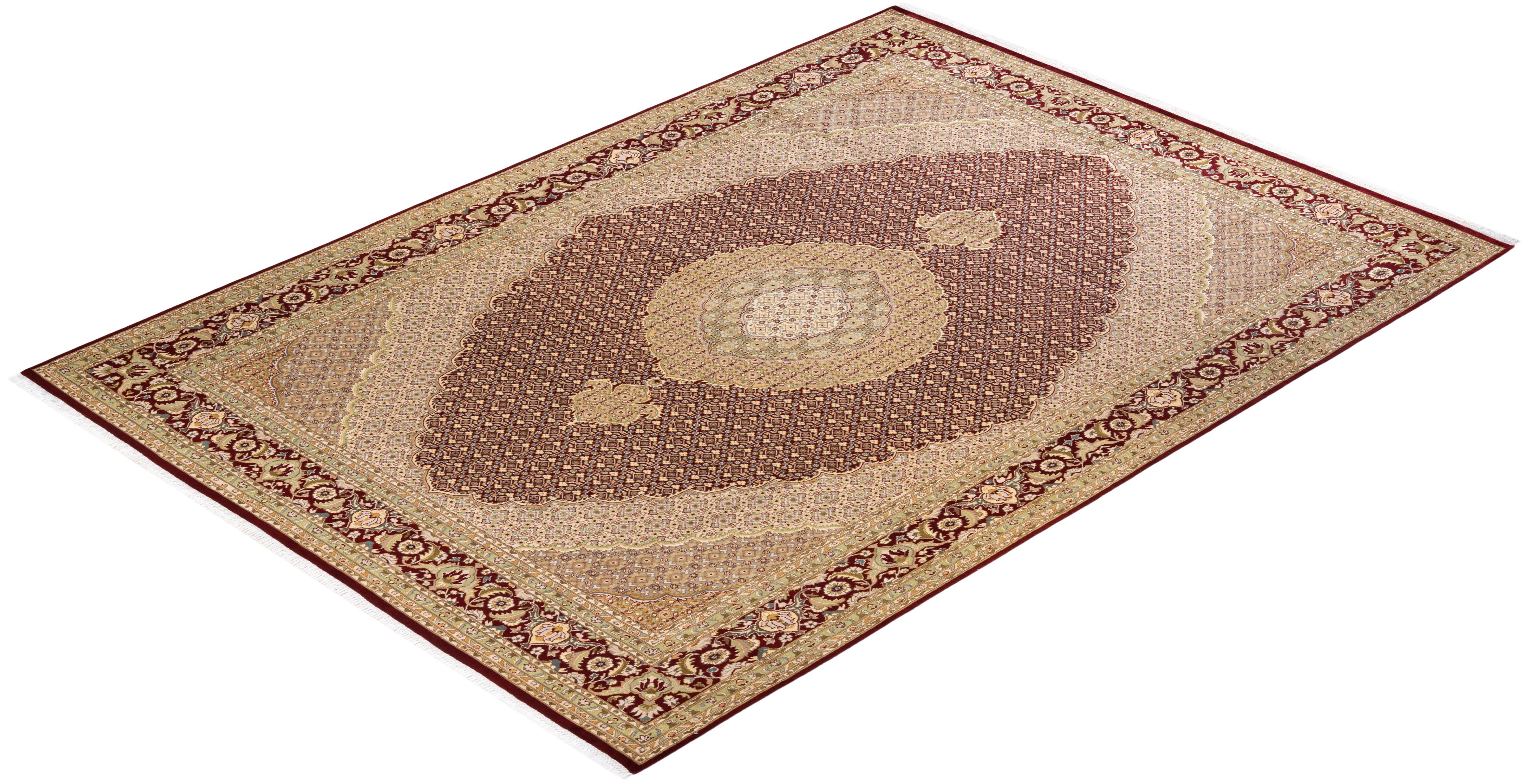 Handgeknüpfter orientalischer Mogul-Roter Teppich, Unikat im Angebot 2