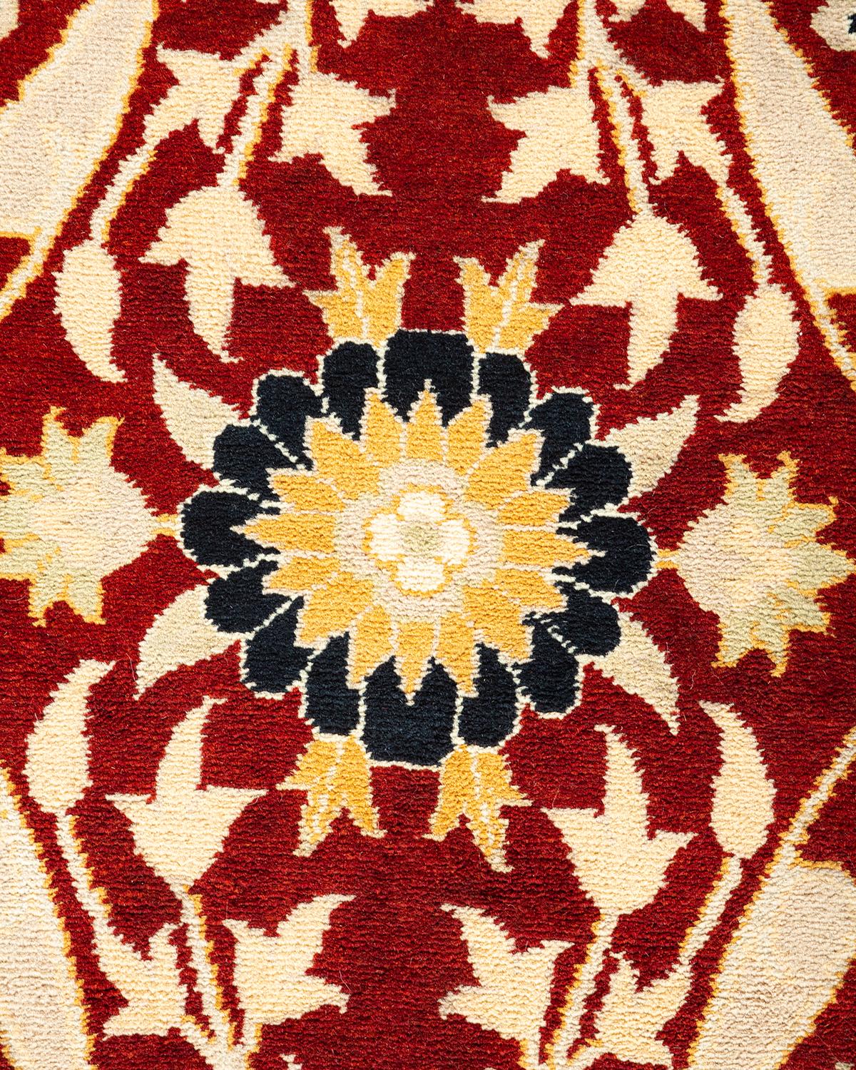 Pakistani One-Of-A-Kind Hand Knotted Oriental Mogul Red Area Rug For Sale