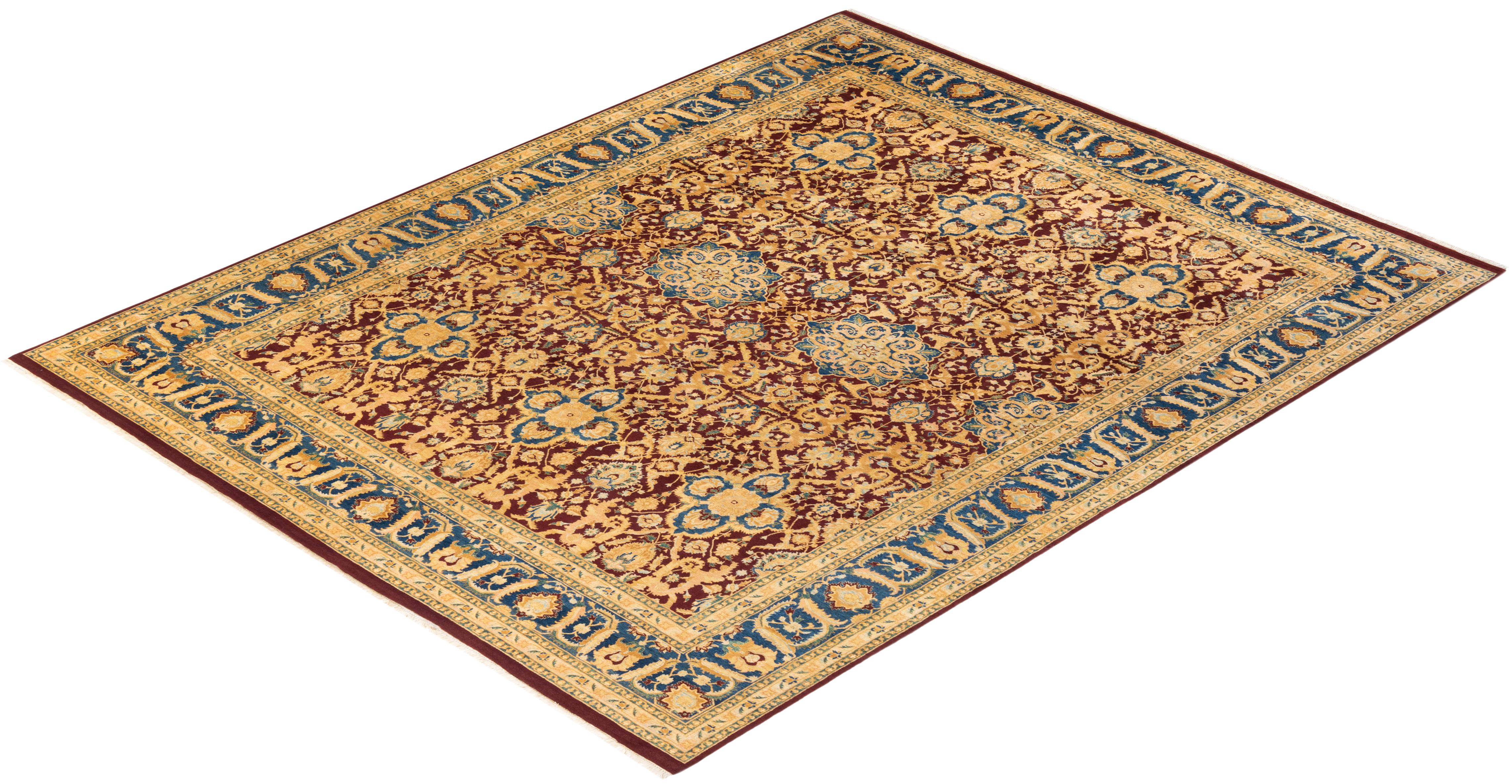 Tapis Oriental Mogul rouge noué à la main - Exemplaire unique en vente 2