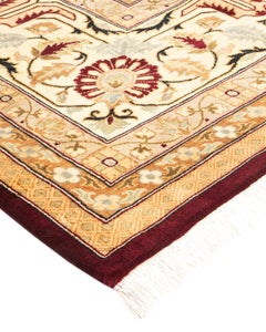 Handgeknüpfter orientalischer Mogul-Roter Teppich, Unikat