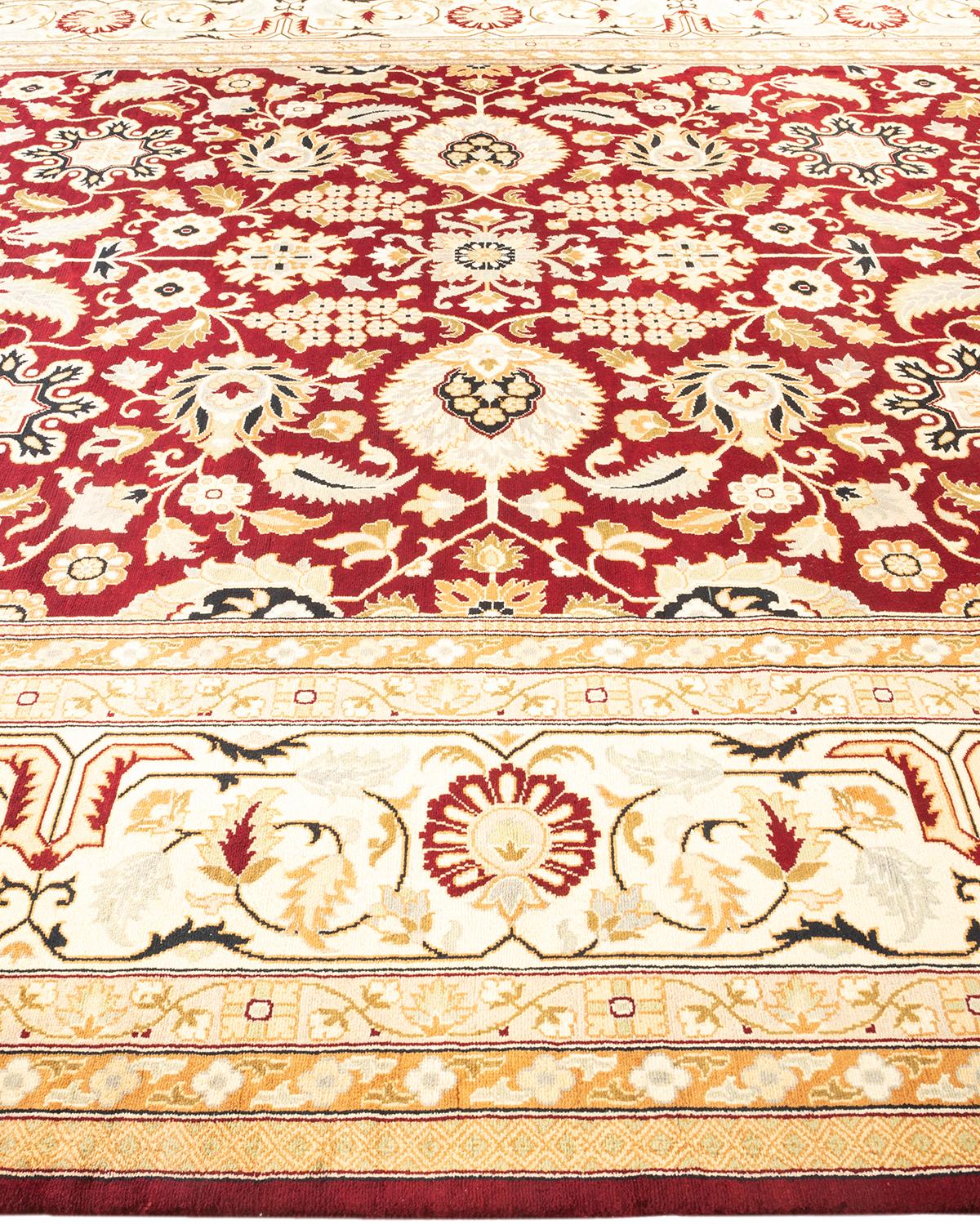 One-of-a-Kind Hand Knotted Oriental Mogul Red Area Rug In New Condition For Sale In Norwalk, CT