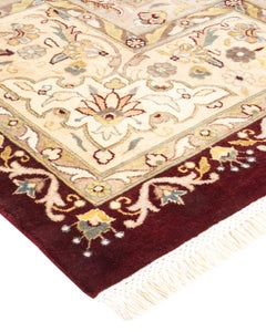 Handgeknüpfter orientalischer Mogul-Roter Teppich, Unikat