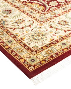 Handgeknüpfter orientalischer Mogul-Roter Teppich, Unikat